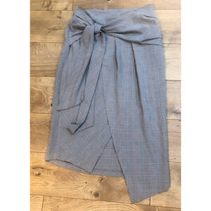 Glam NWT Plaid Front Knot Assymetrical Hem Midi Skirt Size Small